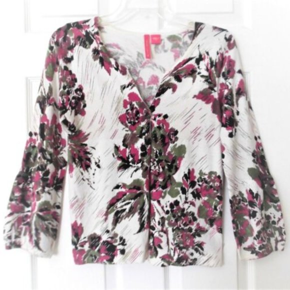 Charlotte Tarantola Sweaters - Charlotte floral one button cardigan sweater for women in size S.